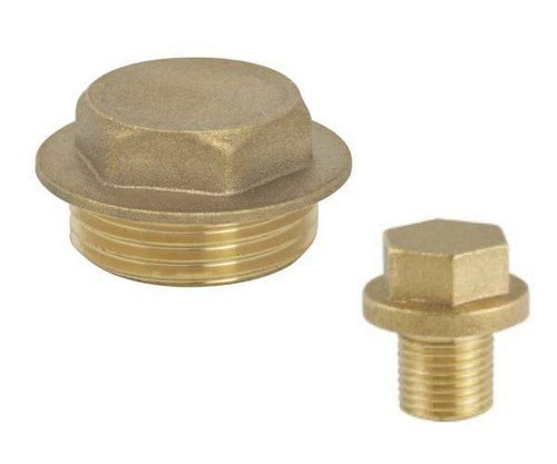 Brass flanged plug male stop - brass,
